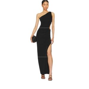 Superdown Black One-Shoulder Maxi Dress